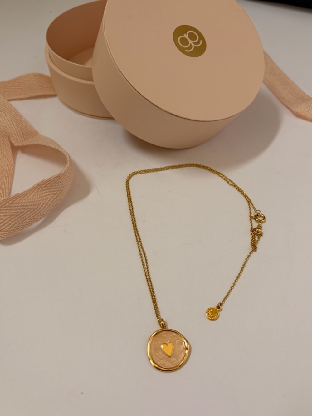 Gorjana Gold Round Pendant Necklace with Heart - Picture 2 of 6